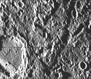 NASA image: Crater Rim Offset 10 kilometers by Scarp-High Resolution