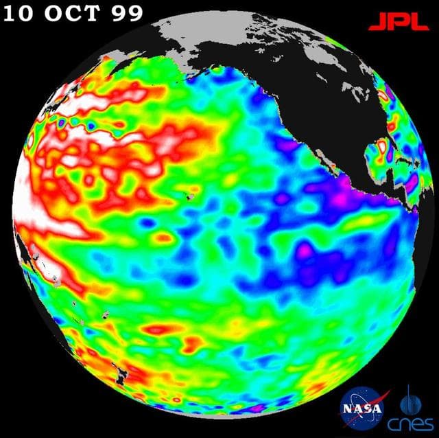 NASA image: TOPEX/El Niño Watch - La Niña Conditions Likely to Prevail, October 10, 1999