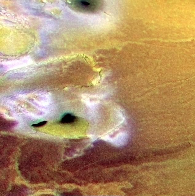 NASA image: Terrain near Io South Pole, in Color