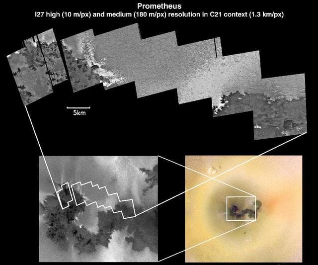 NASA image: Io Prometheus Volcano at Various Resolutions