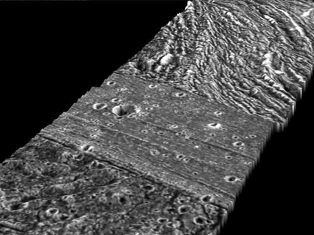 NASA image: Perspective view of Arbela Sulcus, Ganymede