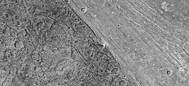 NASA image: Bright-Dark Terrain Boundary, Ganymede