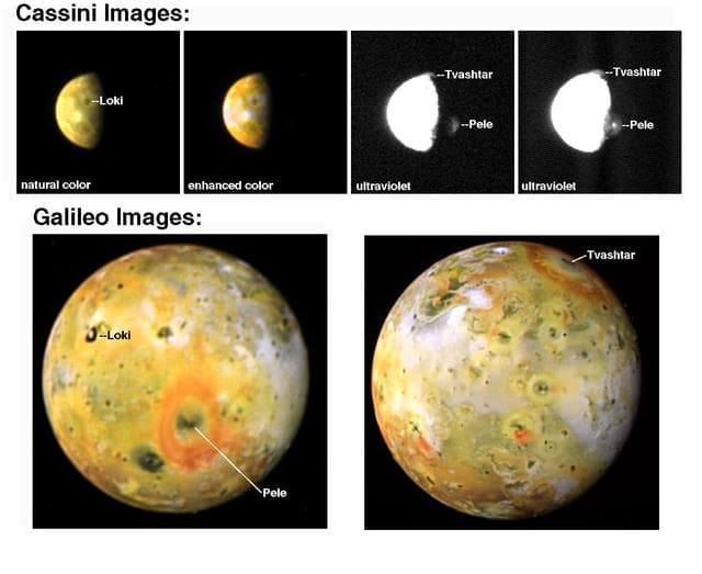 NASA image: Galileo and Cassini Image Two Giant Plumes on Io