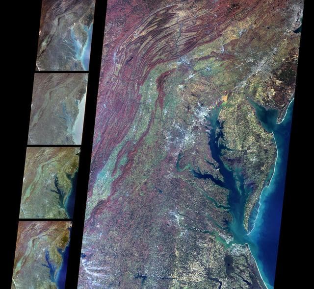 NASA image: MISR Views Delaware Bay, Chesapeake Bay, and the Appalachian Mountains