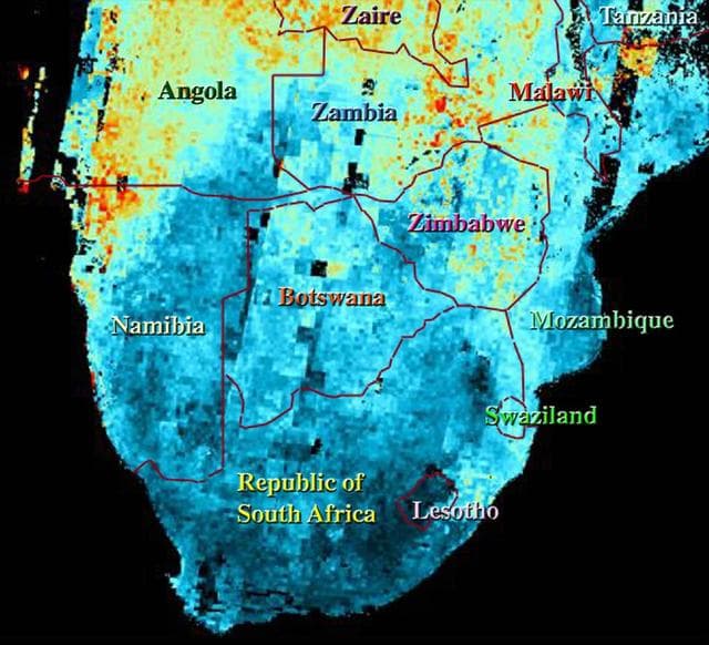 NASA image: Airborne Particulates over Southern Africa