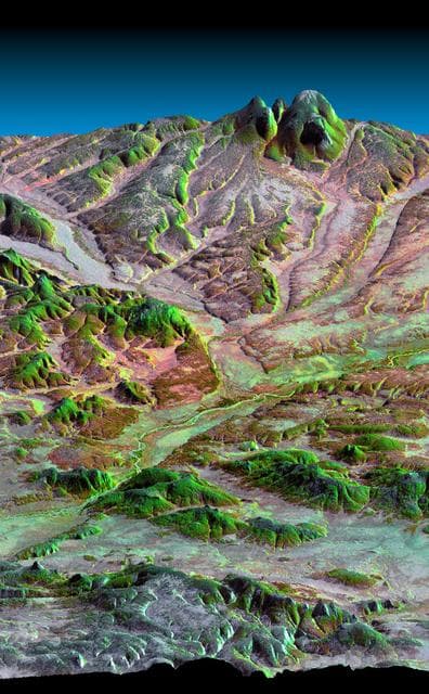 NASA image: Kamchatka Peninsula, Russia 3-D Perspective with Landsat Overlay