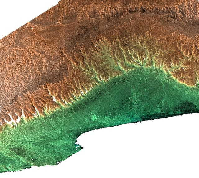 NASA image: Radar Image, Color as Height , Salalah, Oman