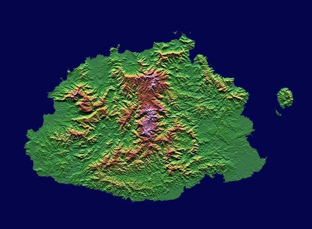 NASA image: Shaded relief, color as height, Fiji