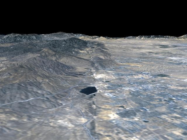 NASA image: Perspective view, Landsat overlay San Andreas Fault, Palmdale, California