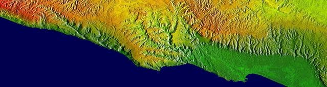 NASA image: Shaded Relief, Color as Height, Salalah, Oman