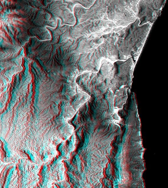 NASA image: Anaglyph, Landsat overlay, Southernmost Coastal Oman