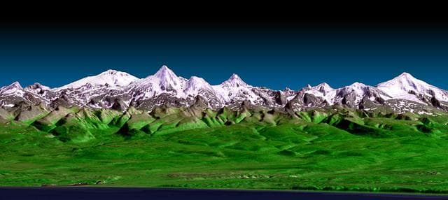 NASA image: 3-D Perspective View, Kamchatka Peninsula, Russia