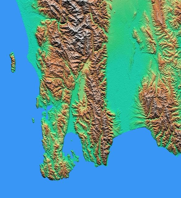 NASA image: Shaded relief with Color as Height, Wellington, New Zealand
