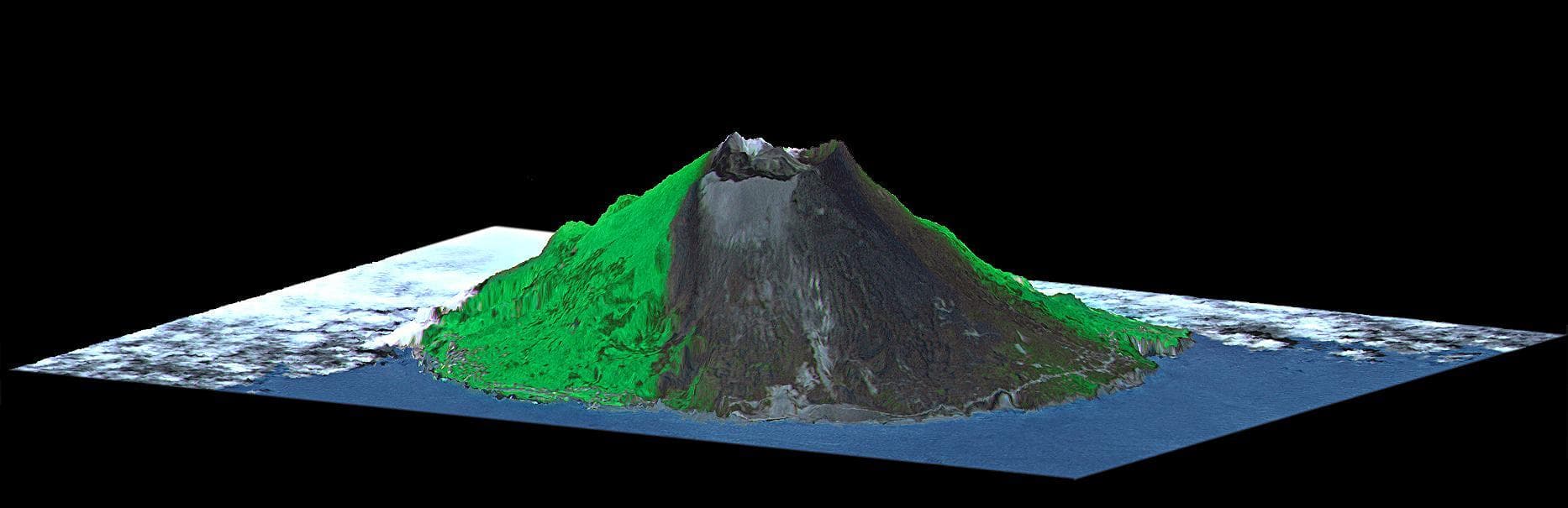 NASA image: ASTER-SRTM Perspective of Mount Oyama Volcano, Miyake-Jima Island, Japan