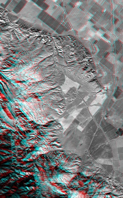 NASA image: SRTM Anaglyph: Wheeler Ridge, California