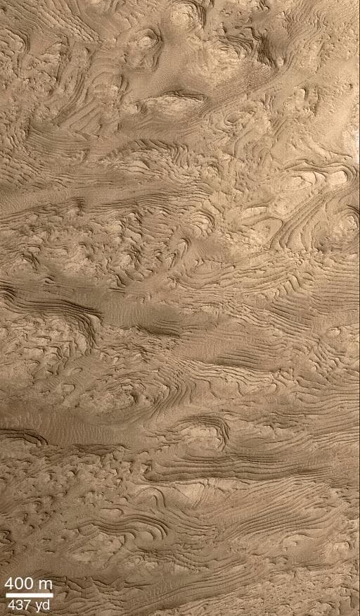NASA image: Layered Material in West Arabia Terra Crater