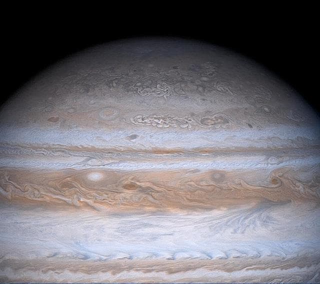 NASA image: High Latitude Mottling on Jupiter