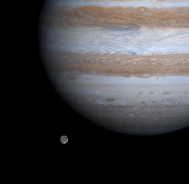 NASA image: Ganymede and Jupiter