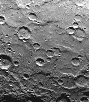 NASA image: South Pole - Ridges, Scarps, Craters