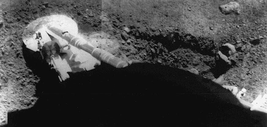 NASA image: Surveyor 5 Footpad Resting on the Lunar Soil