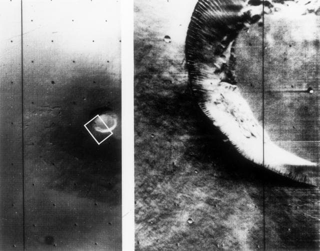 NASA image: Mariner 9 views of shield volcano