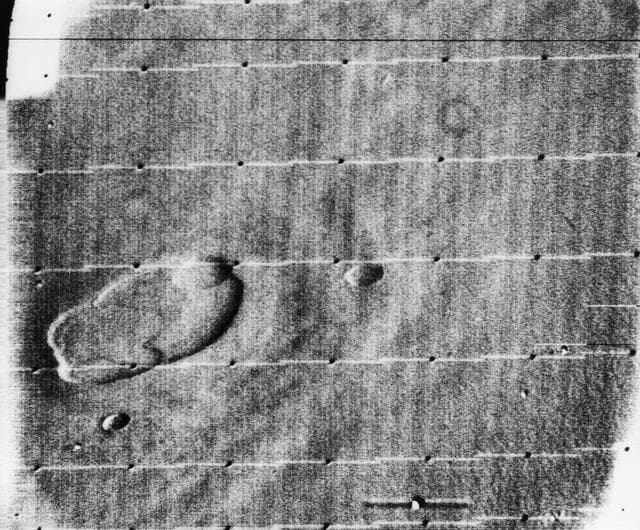 Mariner 9 views Ascraeus Lacus above the Martian Dust Storm