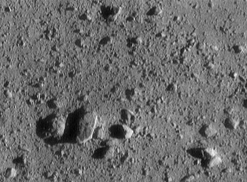 NASA image: Final Eros Images: Range 700 meters 2,300 feet