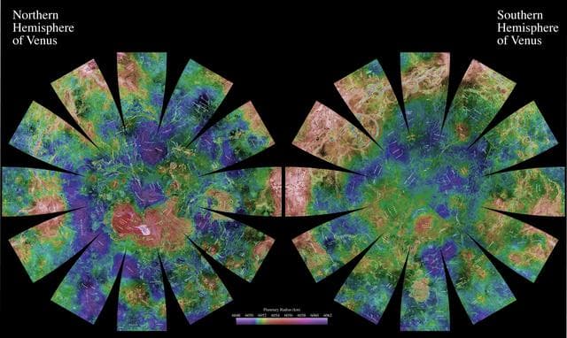 NASA image: Venus Hemispherical Globes with place names
