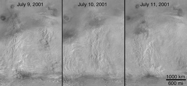NASA image: The 2001 Great Dust Storms - Daedalia/Claritas/Syria Dust Plumes