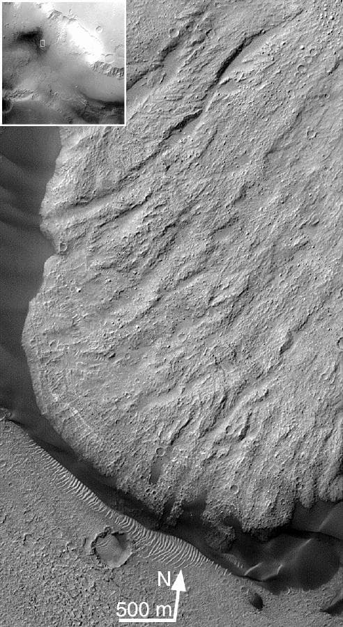 NASA image: Toe of Ganges Chasma Landslide  8.0 S, 44.4W