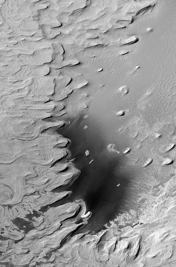 NASA image: Ancient Layered Rocks in Schiaparelli Crater