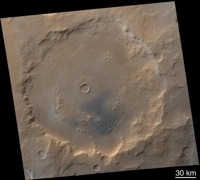 NASA image: Winter Frosted Dunes in Kaiser Crater