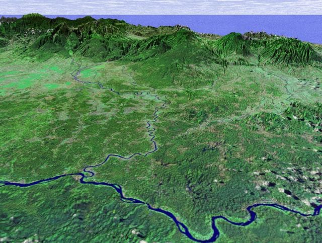 NASA image: SRTM Perspective View with Landsat Overlay: Costa Rica Coastal Plain