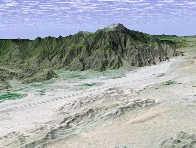 NASA image: Perspective View with Landsat Overlay, Palm Springs, Calif.