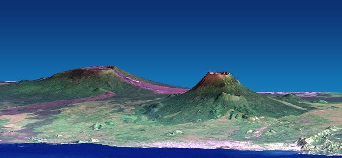 NASA image: Nyiragongo volcano, Congo, Pre-eruption Perspective View, SRTM / Landsat