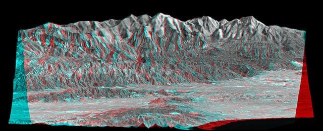 NASA image: Anaglyph, Metro Los Angeles, Calif.: Malibu to Mount Baldy