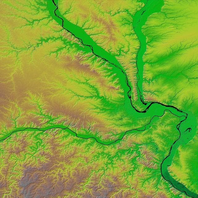 NASA image: Shaded Relief with Color as Height, St. Louis, Missouri