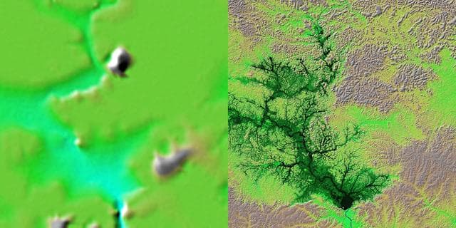 NASA image: Shaded Relief with Height as Color, Lake Balbina, near Manaus, Brazil
