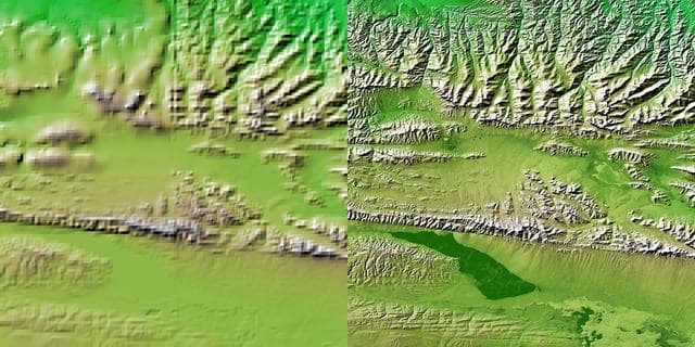 NASA image: Shaded Relief with Height as Color, Kunlun fault, east-central Tibet
