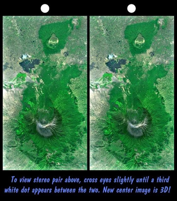 NASA image: Stereo Pair with Landsat Overlay, Mount Meru, Tanzania