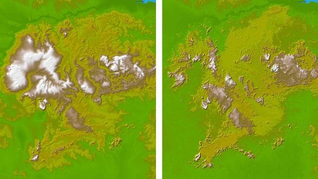 NASA image: Guiana Highlands, Shaded Relief and Colored Height