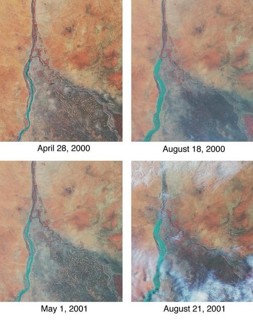 NASA image: Nile River Fluctuations Near Khartoum, Sudan