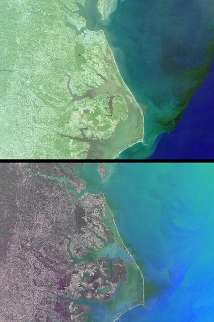 NASA image: Mixing Waters and Moving Ships off the North Carolina Coast