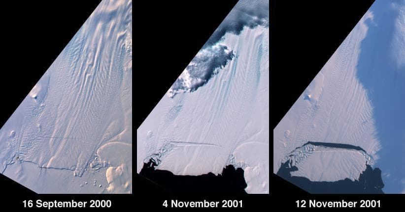 NASA image: Birth of a Large Iceberg in Pine Island Bay, Antarctica