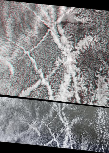 NASA image: Ship Tracks in a Stratiform Cloud Layer