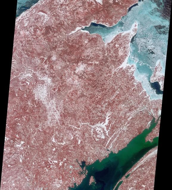 NASA image: Christmas Mountains Wrapped in Holiday Colors