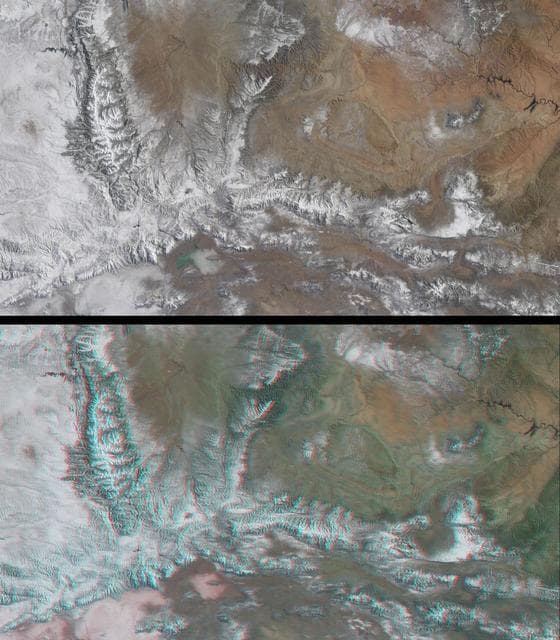 NASA image: Snow-Covered Peaks of the Wasatch and Uinta Mountains