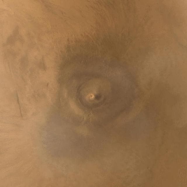 NASA image: Arsia Mons Spiral Cloud
