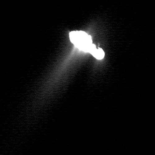 NASA image: Several Jets and a Crater on Comet Borrelly