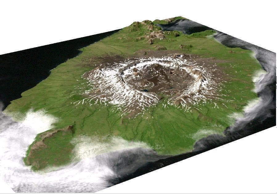 NASA image: Perspective View of Umnak Island, Aleutian Islands, Alaska #2
